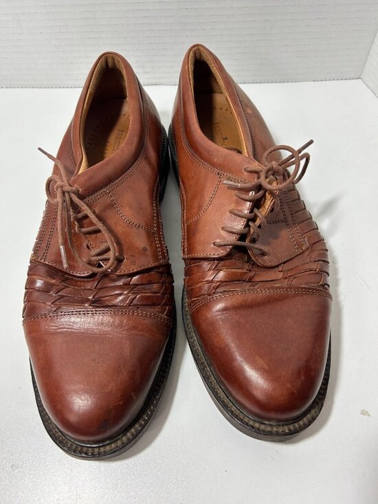Johnston Murphy Dress Shoes Oxford Brown Men Size 9.5 leather upper M Italy main image 6